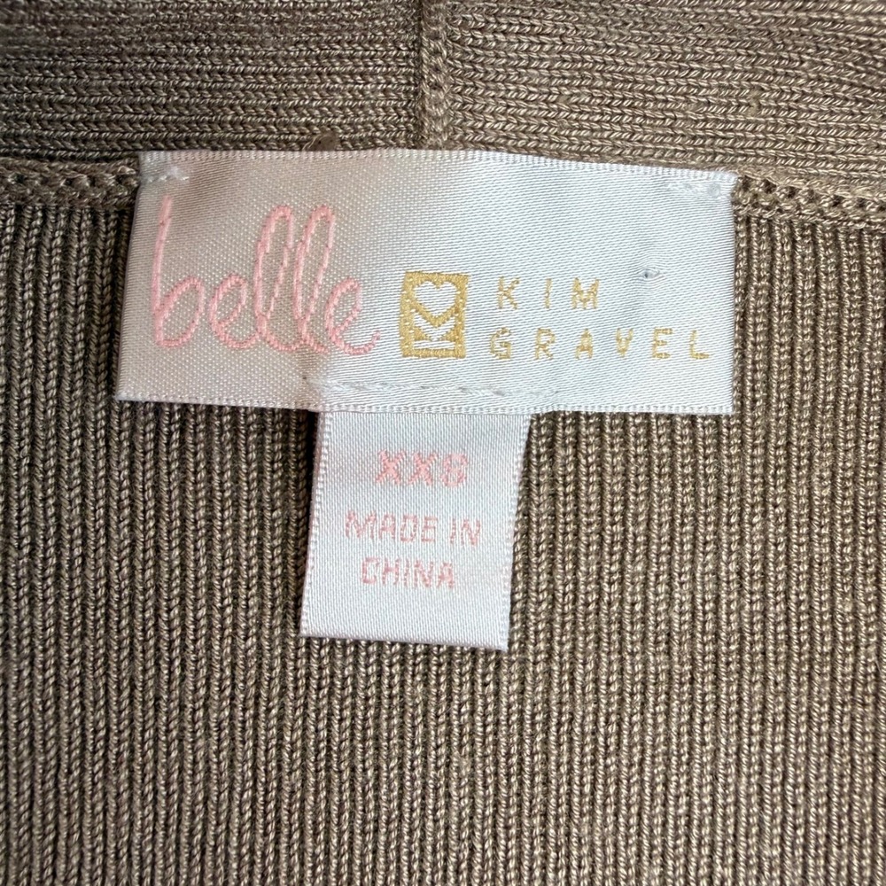 Belle by Kim Gravel Colorblock Cardigan Khaki Black Open Front XXS - Picture 2 of 9